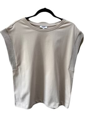OAT Womens Cap Sleeve Cotton Neutral Summer Spring Tee Shirt Size Large